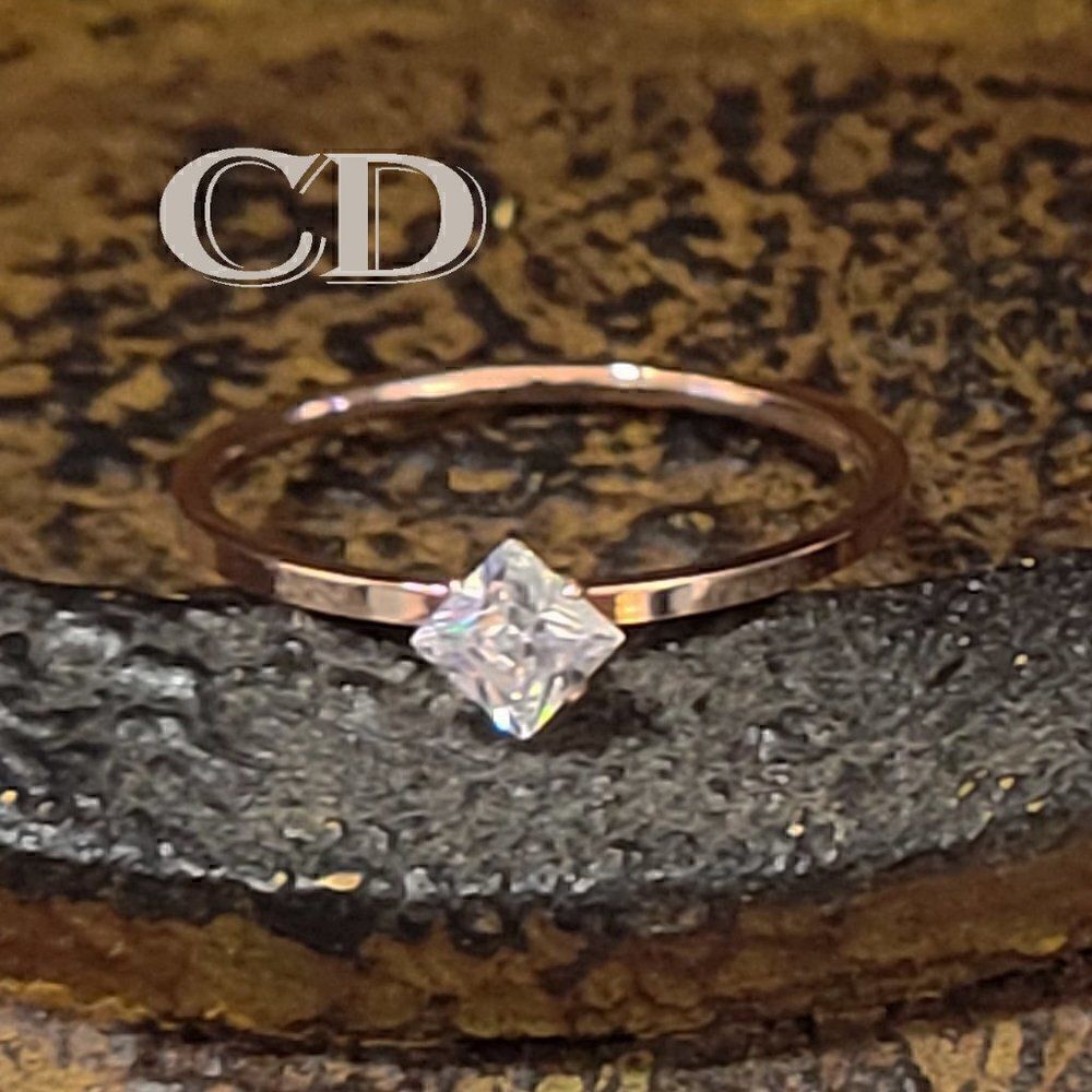 Women's Dainty Pillow Cut Solitaire Promise Ring - Minimalist Promise Ring